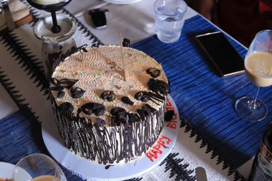 Birthday cake prepared for a guest celebration at Entikko Safari Lodge