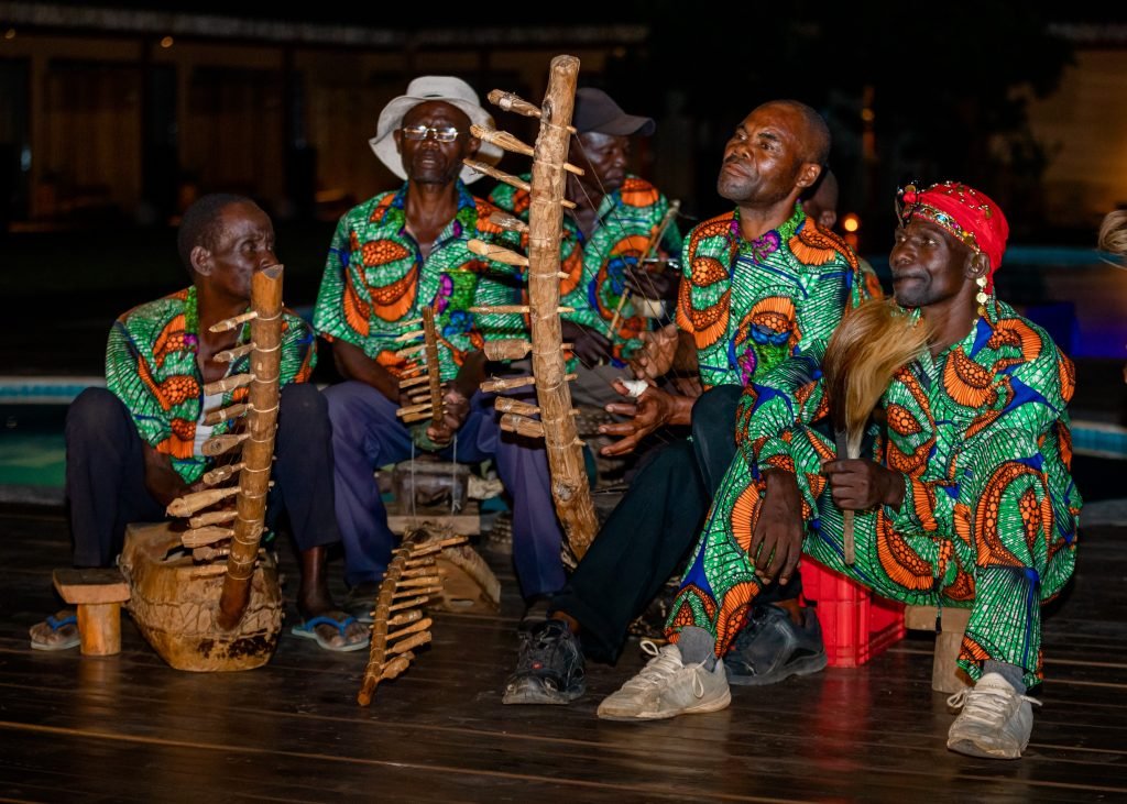 Traditional cultural dance performance by local Ugandan artists at Entikko Safari Lodge