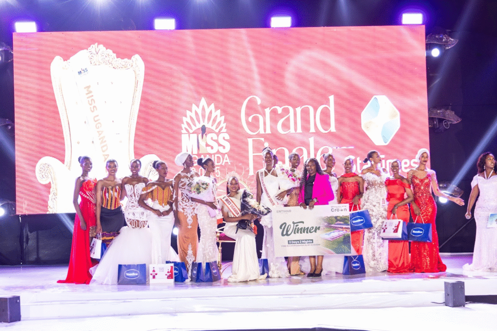 Muhoza Trivia Elle has been crowned Miss Uganda 2025/26, with the Grand Finale held at the Sheraton Kampala Hotel on September 20, 2025. She won the title over 25 contestants and was joined by 1st Runner-Up Kirabo Faith and 2nd Runner-Up Agatha Drakes Keine and other contestants in a photo shoot - Entikko Safari Lodge.